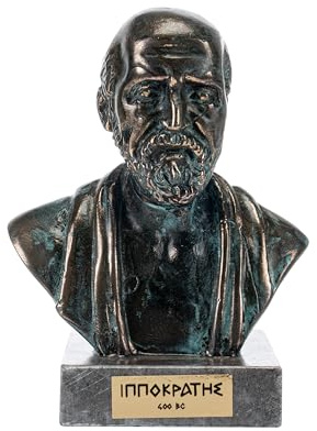 BEAUTIFUL GREEK STATUES Hippokrates of Kos Statue Vater der Medizin, Bronze, mit Marmorsockel, 13 cm