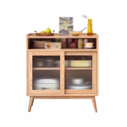 DIANXI Buffetschrank Massivholz Sideboard Schmal Teeschrank Eiche Küche Aufbewahrungsschrank Haushalt Kleine Wohnung Nordischer Schrank Besteck Aufbewahrungsschrank