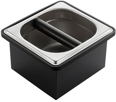 Coffee Knock Box, Espresso Knock Box Coffee Bin Barista Accessories Coffee Machine Accessories, Stainless Steel Small Coffee Knock Box Container with Silicone Knock Bar and Non Slip Base