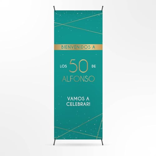 Cartel cumpleaños Personalizado - Photocall cumpleaños para Decoracion | Print Stamp Love, Decoracion cumpleaños, Lona personalizada PVC Resistente con Estructura, Montaje fácil (70x180cm) TURQUESA