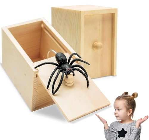 ZTBFHLZQ 2 PCS Caja Araña Broma,Caja con Araña Broma,Caja Broma Araña,Rubber Spider Prank Box,Broma de la Araña de Caja,Articulos de Broma para Halloween Christmas Fools' Day Fiesta Regalos