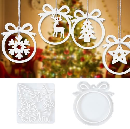 Silikonform Weihnachten, Silikonformen Gießformen, Silikonform Weihnachten Anhänger Schneeflocke Weihnachtsbaum Sterne Elch, Gipsformen Zum Gießen Weihnachten für Weihnachtsdekorationen