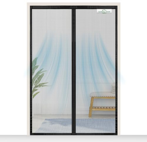 SCREEN DOOR Fliegengitter Balkontür 110x210cm | Hochwertiges Magnetisches Fliegengitter Tür, Insektenschutz, Einfache Montage – Schwarz