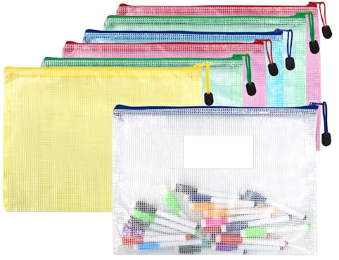 Kunststoffhüllen A5, 5 Stück, Dokumentenmappen, Reißverschlusstaschen, A5, Dokumententaschen aus Kunststoff mit Reißverschluss, für Schule, Büro, Hausaufgaben, Reisen, Aufbewahrungstaschen