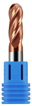 Zorqon 3/8 Carbide Ball Nose End Mills, TISIN Coated, 4 Flute, End Mill Bits for Alloy Steels and Hardened Steels, 3/8 Cutting Diameter