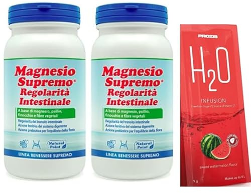 Magnésium suprême intestinal 150 g (pack 2 pièces) - magnésium avec fibres de guar, psyllium et fenouil + Hommage H2o