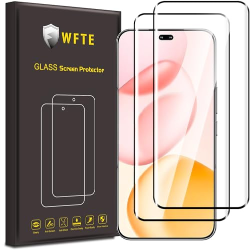 WFTE 2-Pack Screen Protector for HONOR 400 Pro 5G 3D Full Coverage,Anti-Scratch,High Transparency,Anti-fingerprint,Bubble-Free,Premium Tempered Glass Screen Protector For HONOR 400 Pro(Black)