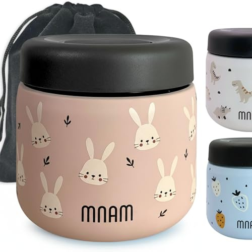 mnam Porta Pappa Termico Neonati 400ml - Termos Pappa - Contenitore Termico per Alimenti Caldi Pasta - Thermo Cibo Bambini - Svezzamento Portapappa Neonato - Food Thermy (Flaskbuny)
