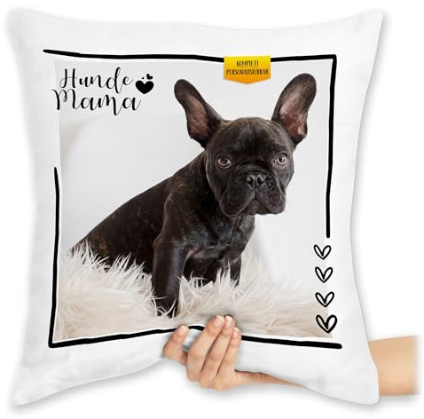 Kissen 40x40 Zierkissen - eigenem Bild - Hunde Mama Geschenk mit Foto personalisiert I Hundebesitzerin Geschenk Hundehalterin Geschenkidee Hunde Liebhaberin Geschenke für Hundefreunde - 40 x 40 cm