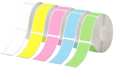 deegbbyi 5 Rollen Thermorollen, 12x40mm Thermo Klebeetikett, Wasserdicht Thermo Etikettenband, Selbstklebend Mehrzweck Rollen Thermopapier, für Lagerung Büro Haushalt Schule