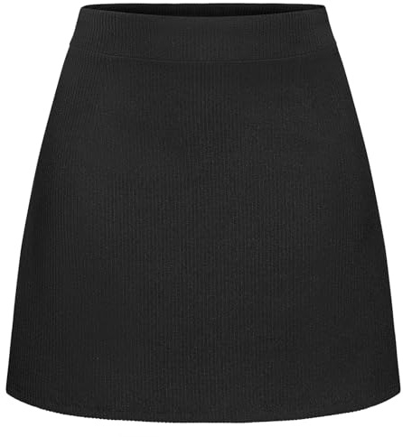 Timormode Mini Skirts for Women High Waisted Corduroy A-Line Skirt 2025 Basic Casual Fall Winter Pencil Short Skirts TMS8012 Black M