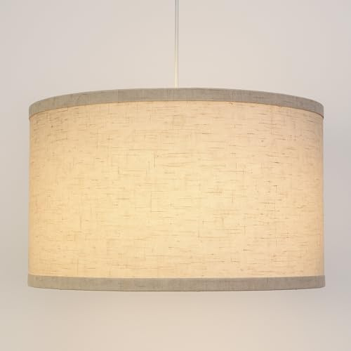 ZEONX 16 (40cm) Beige Linen Drum Lamp Shade – Extra Large Lampshade for Ceiling Lights, Table & Floor Lamps, Compatible with E26 and E27, Easy Fit for Living Room, Bedroom, Office, Kitchen & Hallway