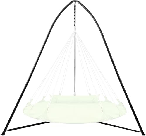 SELFLA Soporte para Silla Colgante de Trípode Multiuso, Soporte Resistente para Silla Colgante Interior & Exterior, Diseño Triangular Ajustable en Altura, Capacidad 149,6 kg, Montaje Fácil - Negro