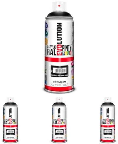 Evolution pinty p. M123011 - Pintura spray acrilica 520 cc negro mate (Paquete de 4)