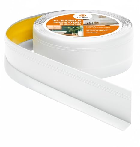 Quest Plinthe souple autocollante avec rainures - 50 mm x 20 mm - Socle en PVC, plinthe pliable pour cuisine, salle de bain, mur, sol - Décoratif, résistant aux UV - 5 mètres, Blanc