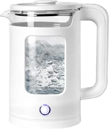 Blendra Electric Kettle,1.5L Blue LED Glass kettle Fast Heating with Boil-Dry Protection For Coffee,Tea((White)