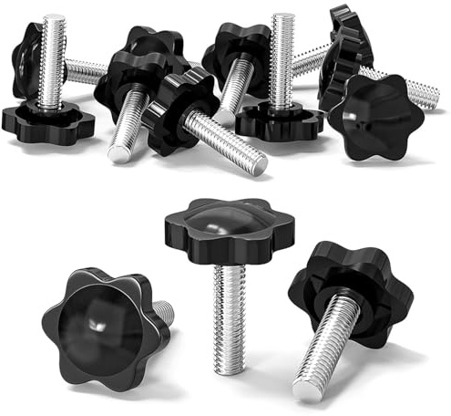 10Pcs Ｍ8 Screws, Thumb Screws M8x20mm Star Knobs Clamping Screw Knob Threaded Knurled Thumbscrew Hand Tightening for Replacement Monitor Lawn Mower Umbrella Base Clamps Woodworking Tools & Jigs, Torx