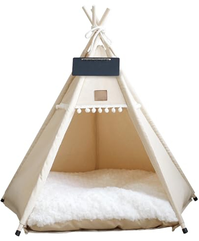 Tende per cani e gatti Teepee portatili per animali domestici con cuscino e piccola lavagna Cuccia per cani da interno lavabile alta 20 pollici Cuccia dolce per animali domestici di peso inferiore a