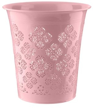 HOMESHOPA 8 Litre Pink Floral Cut-Out Waste Paper Bin – Decorative Lightweight Tapered Rubbish Bin for Bedroom, Office, Bathroom & Home Use