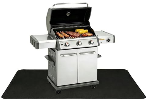 Ungtyb Tapis De Cuisson Pour Barbecue Extérieur | 121 x 91 cm Ignifuge Imperméable Thermorésistant | Tapis De Gril Extérieur - Pour Deck, Patio, Arrière-Cour, Pelouse, Barbecue, Grillade, Cuisson,