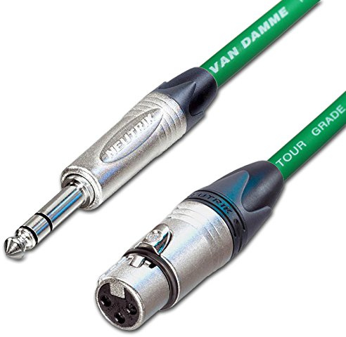 Female XLR to ¼ TRS Jack Lead. Balanced Van Damme Mic Cable. Short 10m 6m 3m 20m (1.5m, Green)
