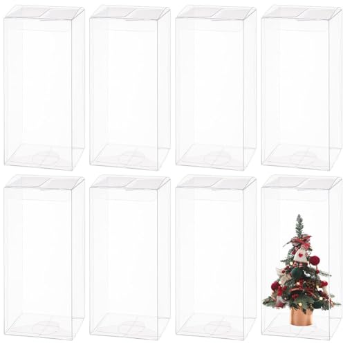 BENECREAT 20 Pack PVC Caja Transparente de Embalaje 7x7x16cm Cajita Plástica Envase de Regalo Contenedor de Dulce Chocolate con película en la Superficie para Boda Fiesta Cumpleaños