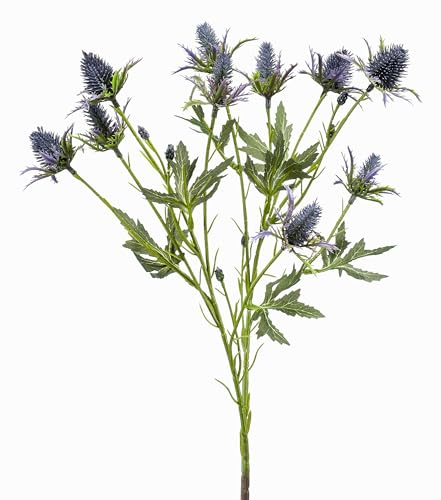 artplants.de Kunstzweig Edeldistel CUACOS, blau, 70cm - Dekozweig Eryngium/Seidenpflanze
