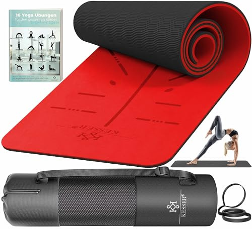 KESSER® Gymnastikmatte mit Tragegurt rutschfest TPE Yogamatte Gepolstert & rutschfest Fitnessmatte, 183 x 61 Trainingsmatte für Fitness Sportmatte, Pilates & Gymnastik Workout