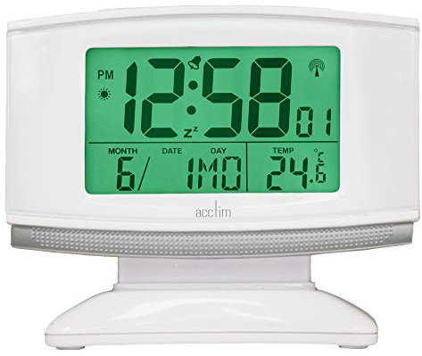 Acctim Integra 2 71942 Radio Controlled Smartlite Alarm Clock in White and Silver