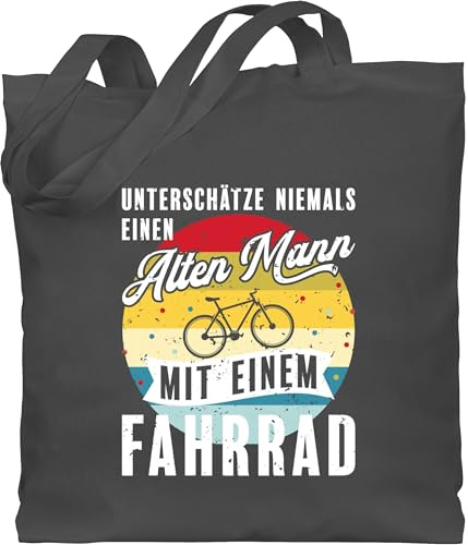 Shirtracer - Baumwolltasche - Radsport Taschen - Unterschätze niemals einen alten Mann mit einem Fahrrad Vintage - weiß