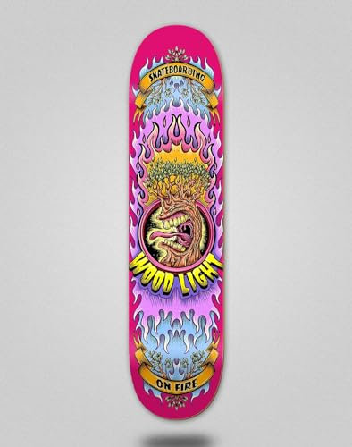 Wood light Skateboard Deck Table On Fire Pink (8.125)