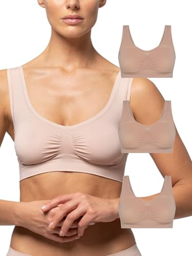 POMPEA 3 Pezzi Reggiseno Senza Ferretto Invisibile con Spalla Larga