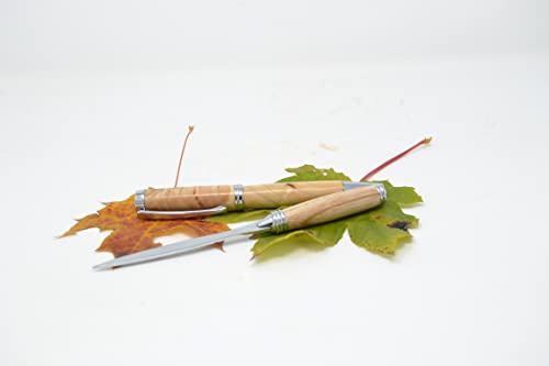Holz Rollerpen Schreibset - Holz Geschenkset - Schreibgeräte Set - Tintenroller - Brieföffner Esche Geschenkset - Handarbeit - Holzgeschenk