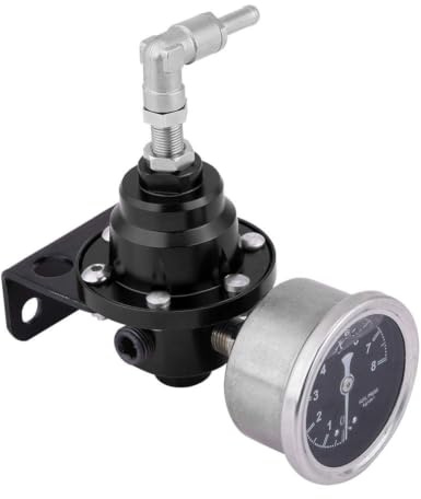 Fuel Pressure Regulator,Universal Aluminum Car 160psi Adjustable 1: 1 Fuel Pressure Regulator Oil Gauge Kit for fuel pressure regulator carburetor with bypass Fuel Pressure Regulator(black)