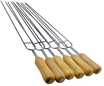 Barbecue all'aperto 6PCS Forchetta per tostatura Spiedini di kebab Forchetta per tostatura per spiedini lunghi Bastoncini di kebab Spiedi per barbecue Spiedi per griglia Spiedi per grigliate-55cm (3