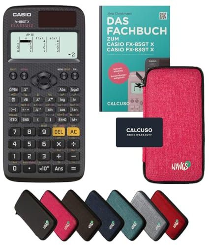 Casio fx-85GT X Incl. Funda Protectora Rosa y Libro especializado (64 páginas, DIN A5) – Calculadora científica – Smart Set (Alemán)
