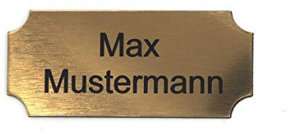 chapa buzón personalizada | Placa grabada personalizada autoadhesiva | nombre y número | Muchas tallas | Resistente a la intemperie | Grabado láser (8x3,5cm Mediacaña, Bronce-Negro)