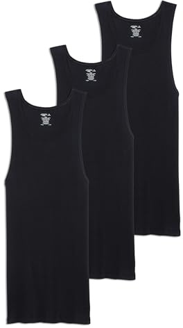 Jockey Men's Undershirt 100% Cotton Tall Man A-Shirt Tank - 3 Pack, Black, LT