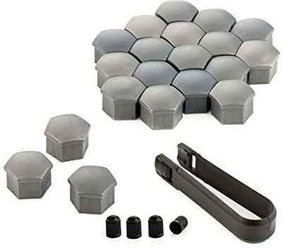 LST 20x Sechskant Radschraube Abdeckkappen 17 mm grau Felgen Kappen Set