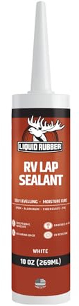 Liquid Rubber RV Lap Sealant, Self-Leveling Roof Sealant for RV Vents, Skylights, AC Units & Roof Seams, Waterproof, White, 1 Pack