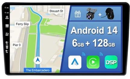 YUNTX [6GB+128GB] Android 14 Autoradio per Dacia Sandero/Duster/Logan/Captur/Lodgy/Dokker/Symbol-[Incorporato Carplay/Android Auto/DSP/GPS]-9 IPS 2.5D Touch Screen-CAM+MIC-DAB/Mirror Link