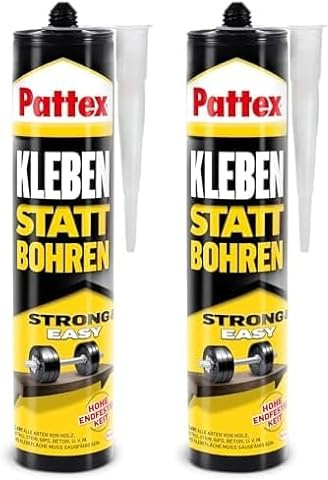 Pattex Kleben statt Bohren Weiß, Montagekleber mit hoher Endfestigkeit, Baukleber für alle Materialien, Universalkleber für innen & außen, 1x 400g (Packung mit 2)