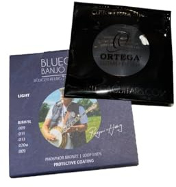 Ortega Guitars Saitensatz für 5-Saitiges Banjo -Phosphor Bronze Beschichtet | Für Bluegrass Banjo, Rüdiger Helbig Signature Set, Extra D-Saiten, Loop Ends, BJRH-5