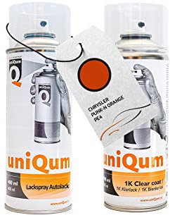 uniQum Spraydose Autolack + Klarlack fürs Auto für CHRYSLER PUNK-N ORANGE PE4 Autolack Reparatur 2x 400 ml