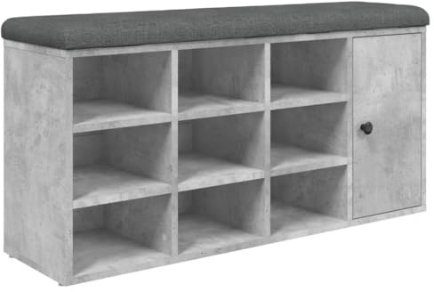 vidaXL Schuhbank Betongrau 102x32x50 cm Holzwerkstoff