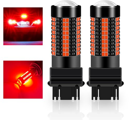 Teguangmei 3157 T25 P27/7W Lampadine LED per Auto 5W Super Luminosi Rosso 3020 126SMD LED Freno di Retromarcia Coda Stop Fendinebbia Posteriore Luce di Posizione 12-24V (2 PCS)
