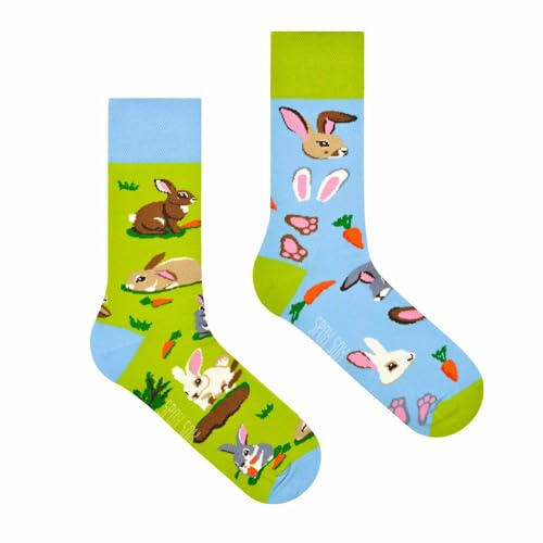 Spox Sox Casual unisex – roliga, galna, färgglada strumpor för kvinnor och män, Påskhare, 40-43 EU