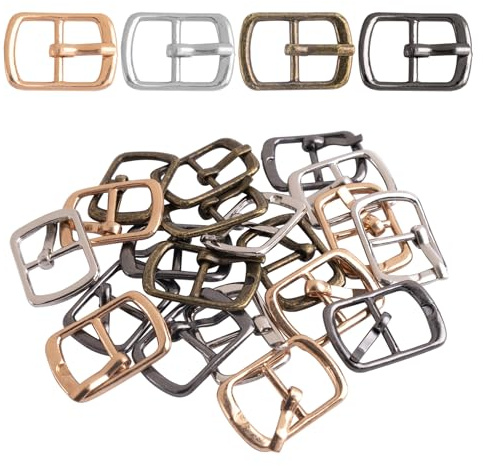 ANNASAMDO 20 Stück Rollschnallen Metall 20x10,5mm DIY | Zinklegierung galvanisiert. 4 Farben je 5 Stück. Verschleißfest nicht verblassend. Für Gürtel Schuhe Taschen.