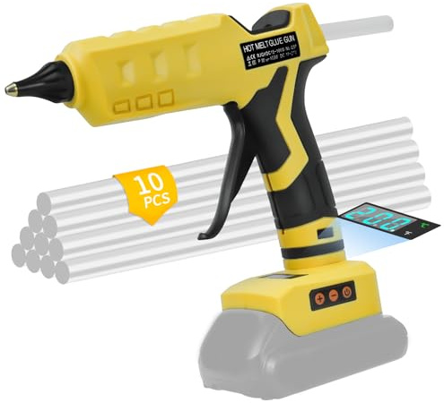 Pistolet à colle chaude sans fil pour batterie Dewalt 20 V, pistolet à colle numérique LED 100 W avec 10 bâtons de colle, pistolet à colle portable robuste pour bricolage, artisanat (sans batterie)