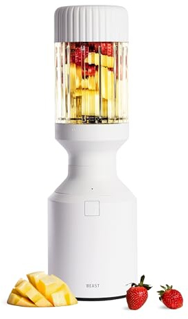 Beast Mega 1200 | Premium Countertop Blender | Smoothies, Shakes, Sauces, Dips, Soups | Blends Ice and Frozen Fruit | Includes Extra Lids and Straw System | 1200W | (Cloud White, 120V)